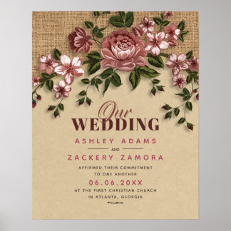 Poster Certificado de Casamento Floral de Locação de Vinh