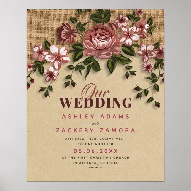 Poster Certificado de Casamento Floral de Locação de Vinh (Frente)