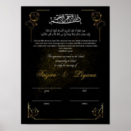 Poster Certificado de Casamento Muslim Nikkah Personaliza