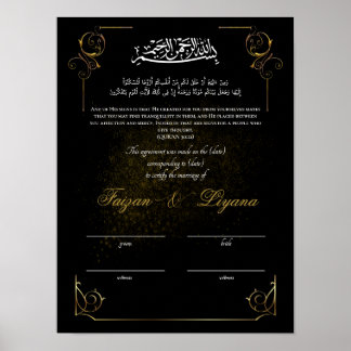 Poster Certificado de Casamento Muslim Nikkah Personaliza