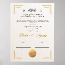 Poster Certificado de Casamento Nikkah Personalizado Mode