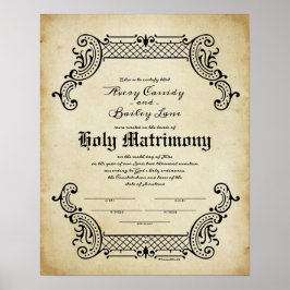 Poster Certificado de Casamento Sagrado de Trellis