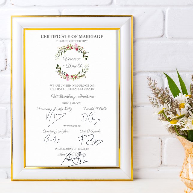 Poster Certificado de Casamento Vermelhos e Vermelhos Cor (Criador carregado)