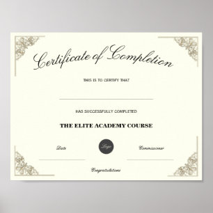 Poster Certificado de Conclusão com Logotipo Personalizad