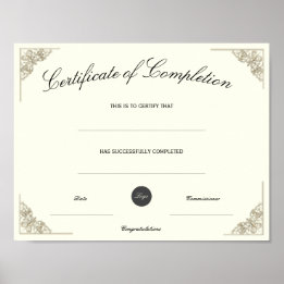 Poster Certificado de Conclusão em Branco com Logotipo Pe