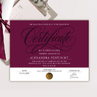 Certificado de Conclusão Vermelho Borgonha Elegant