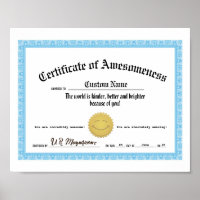 Certificado de consciência, Prêmio de bondade