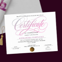 Certificado de Curso de Salão de Beleza Rosa Branc