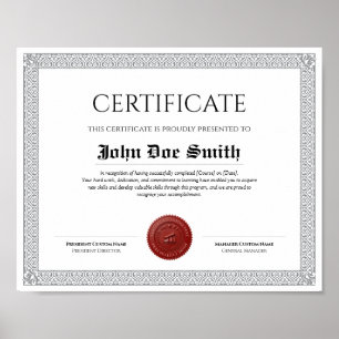 Poster Certificado de Diploma Clássico Elegante com selo