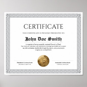 Poster Certificado de Diploma Clássico Elegante com selo