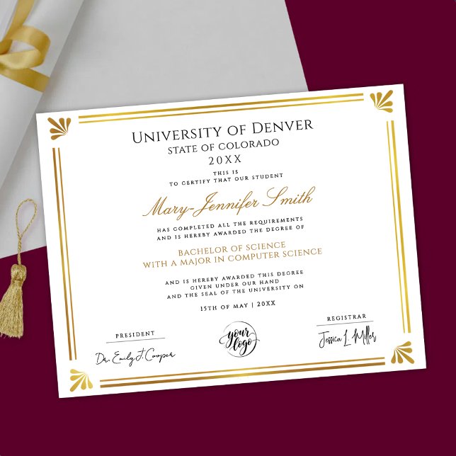 Poster Certificado de Diploma de Grau em Ouro e Branco El (Criador carregado)