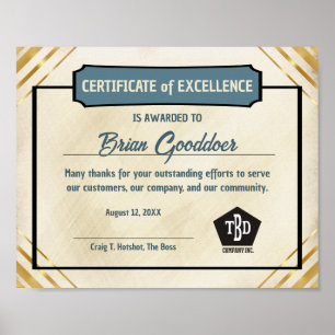 Poster Certificado de excelência em voluntariado de funci