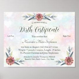 Poster Certificado de Nascimento de Bebê