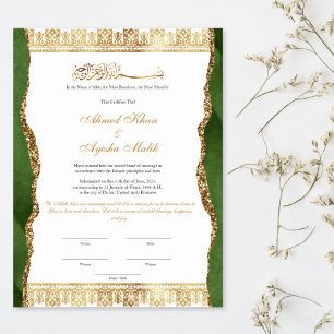 Poster Certificado de Nikkah Elegante Casamento Islâmico