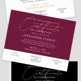 Poster Certificado de Pós-Graduação Burgundy com Letra Mo