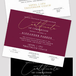Poster Certificado de Pós-Graduação Burgundy com Letra Mo