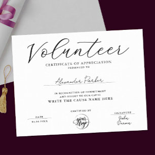 Poster Certificado de Premiação de Voluntário Preto e Bra