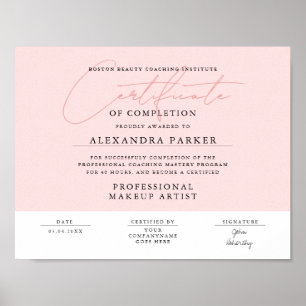 Poster Certificado de Premiação Rosa e Branco Feminino