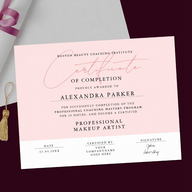 Poster Certificado de Premiação Rosa e Branco Feminino (Criador carregado)
