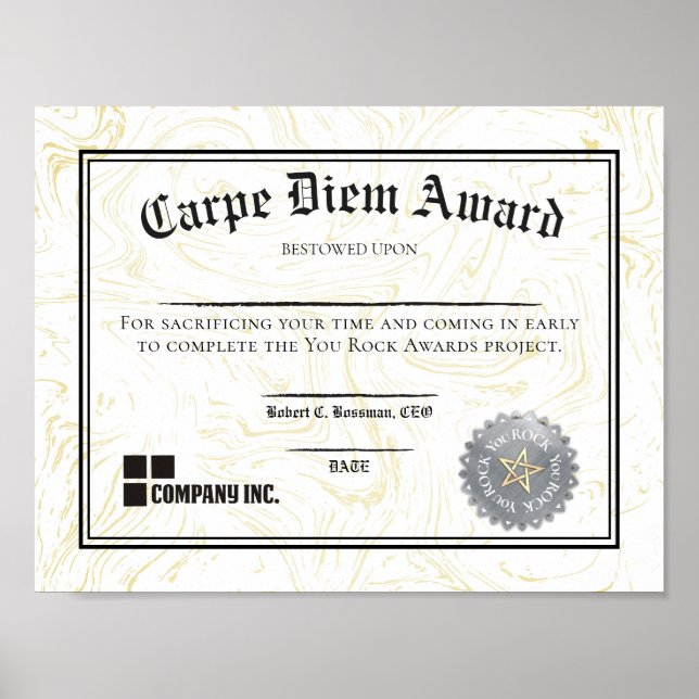 Poster Certificado de prêmio antecipado do noivado do fun (Frente)