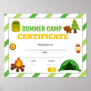 Poster certificado de prêmio de acampamento de verão edit