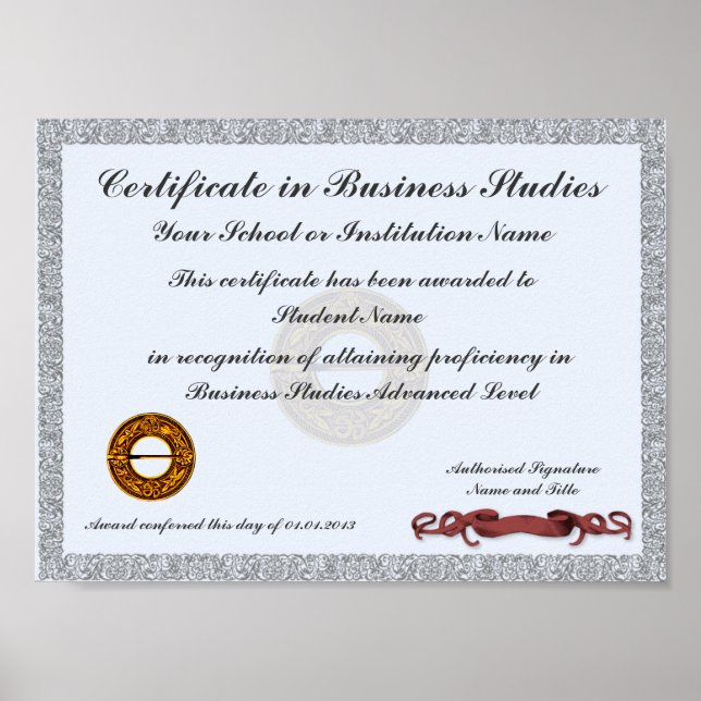 Poster Certificado de Prêmio de currículo (Frente)