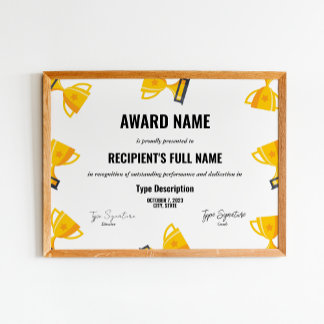 Poster Certificado de Prêmio de Excelência no Esporte com