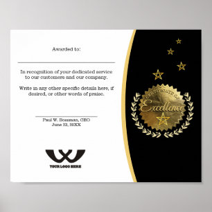 Poster Certificado de prêmio de funcionarios de excelênci