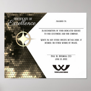 Poster Certificado de prêmio de funcionarios de excelênci