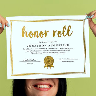 Poster Certificado de Quadro de Honra