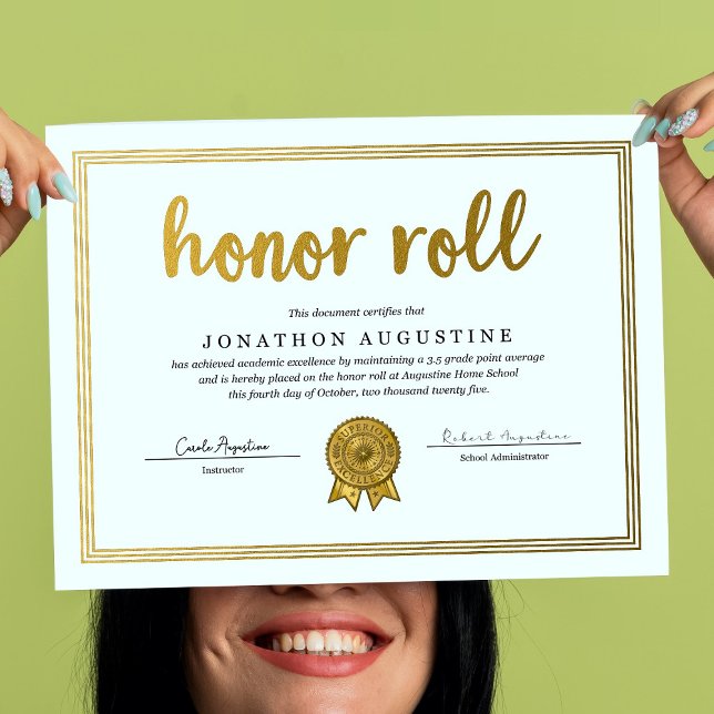 Poster Certificado de Quadro de Honra (Criador carregado)