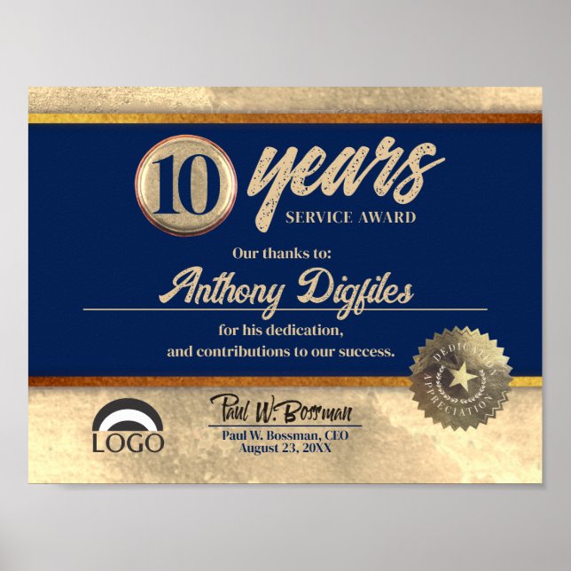 Poster Certificado de reconhecimento de aniversário de fu (Frente)