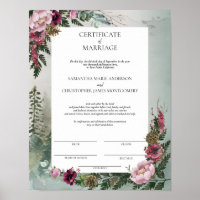 Certificado de Rosa de Casamento da Floresta de Pi