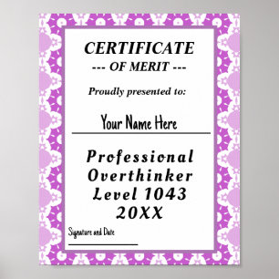 Poster certificado de superpensador profissional