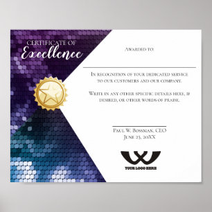 Poster Certificado do prêmio do empregado de funcionario