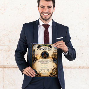 Poster Certificado do Selo do Capitão da Bússola Âncora C