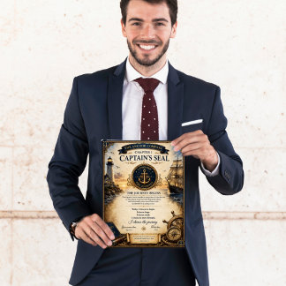 Poster Certificado do Selo do Capitão da Bússola Âncora C