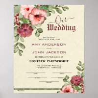 Certificado floral de Casamento "Parceria Nacional