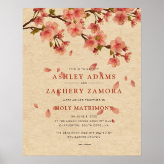 Poster Certificado Floral de Casamento Sagrado