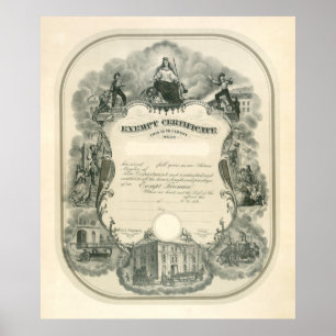 Pôster Certificado isento 1898 do bombeiro