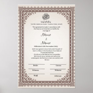 Poster Certificado Nikkah na fronteira flaoral islâmica