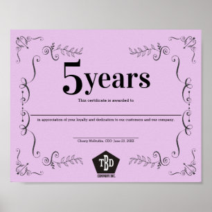 Pôster Certificado universal do aniversário do empregado