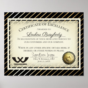 Poster Certificate of excellence employee volunteer award