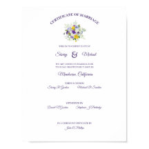 Certificate Simple Floral Roses Pansy Bouquet