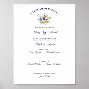 Poster Certificate Simple Floral Roses Pansy Bouquet