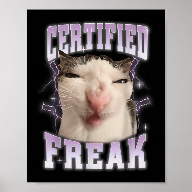 Poster Certified Freak Eat Cement Cursed Cat Funny Cats M (Frente)