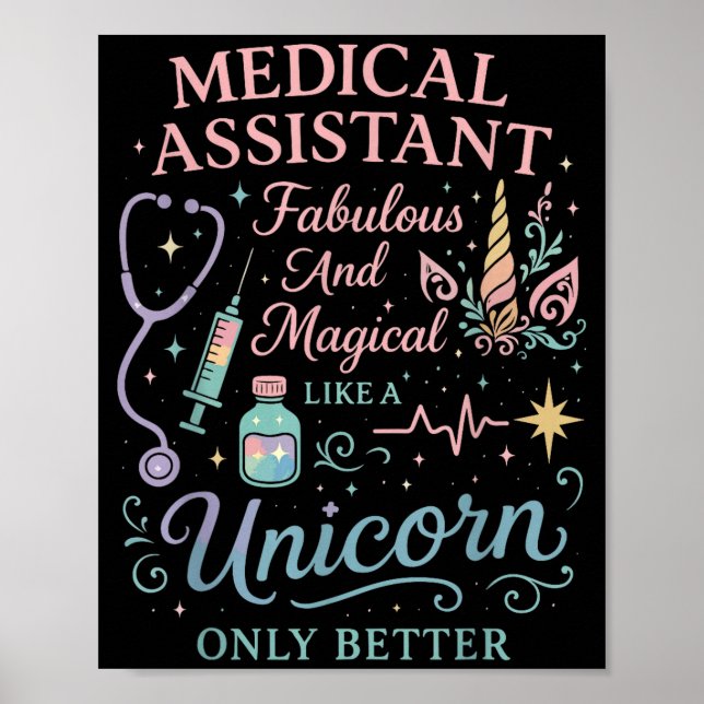 Poster Certified Medical Istant Unicorn Cma Medical Istan (Frente)