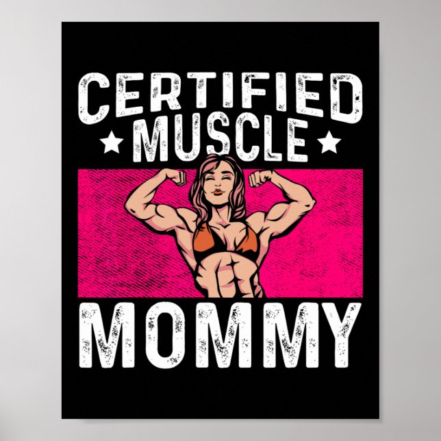 Poster Certified Muscle Mommy Bodybuilder Mother's Day Gy (Frente)