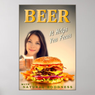 Poster CERVEJA Ajuda a Focar Cerveja Nova de Cheeseburger