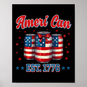 Poster Cerveja Bandeira Americana 4 De Julho Homens Mulhe